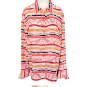 Liz Claiborne 14 orange/pink stripe button down with flare cuffs